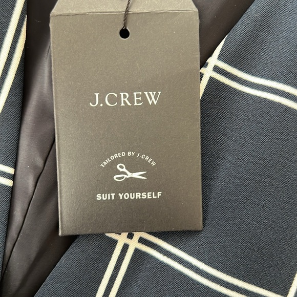 NWT J.CREW 365 French Girl Windowpane Vest Blazer size 0 Navy Blue Checkered - Picture 8 of 10